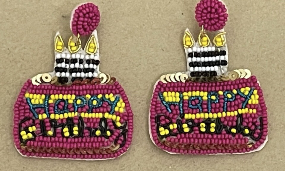 Multicolor Happy Birthday Beaded Earrings