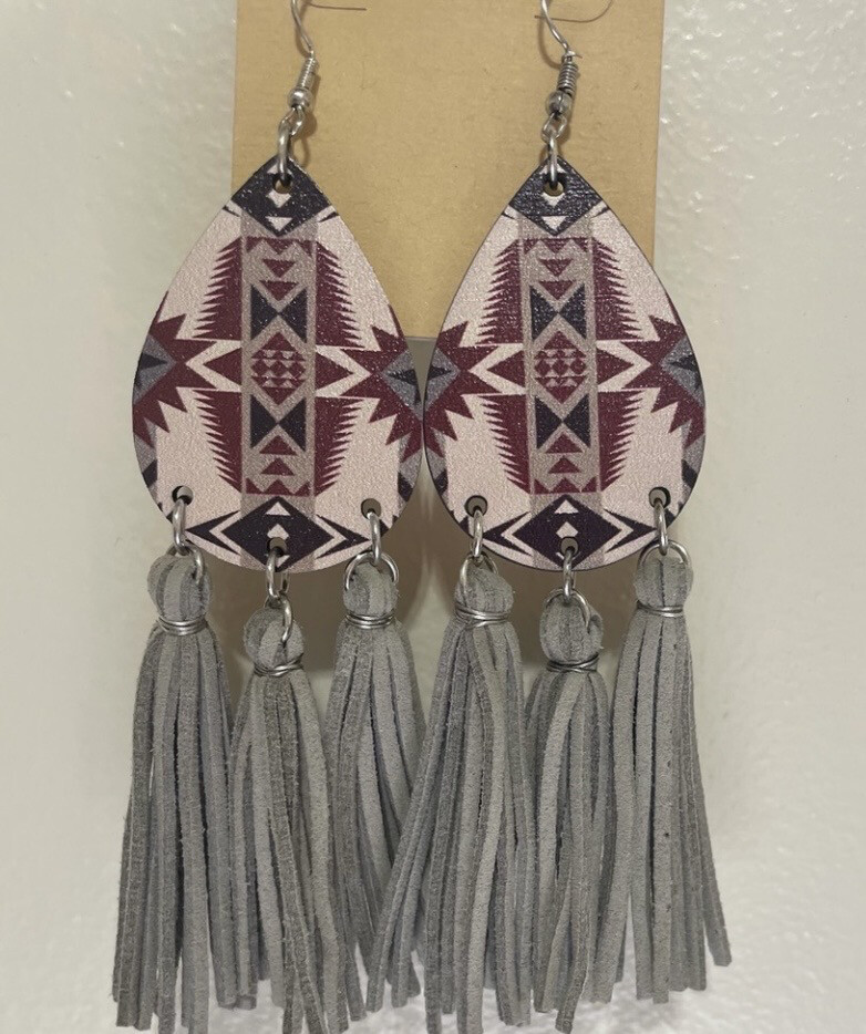 Majestic Fire Wood Teardrop Earrings