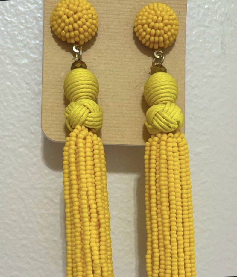 Gracie Yellow Tassel Beaded Earrings