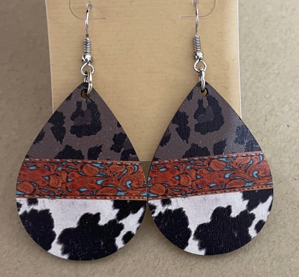 Juliette Leopard Black Cow Earrings