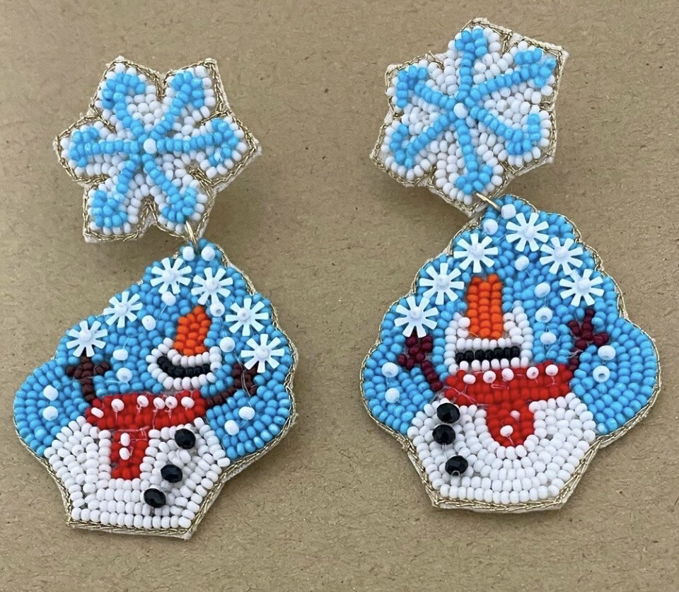 Christmas Multicolor Beaded Earrings