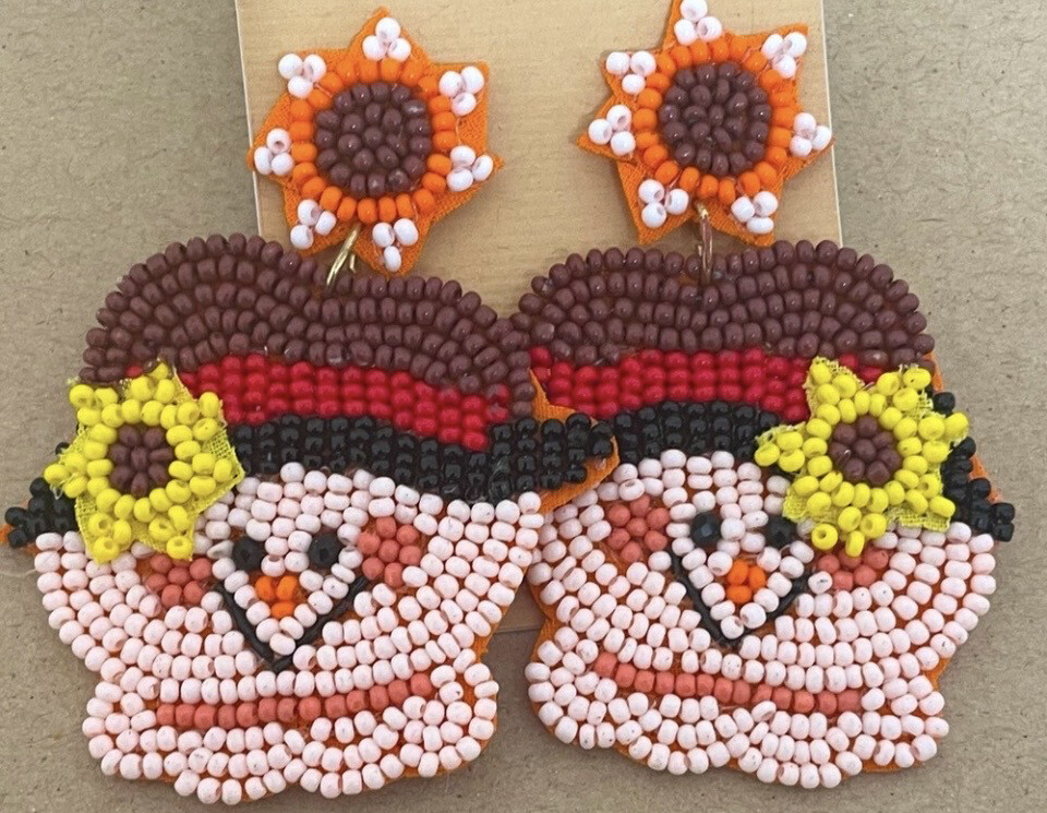 Multicolor Beaded Scarecrow Earrings