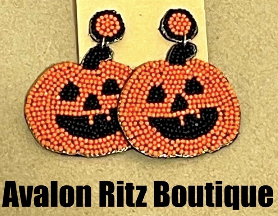 Halloween Pumpkin Beaded Earrings