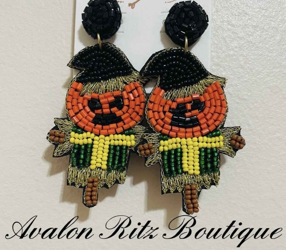Halloween Beaded Scarecrow Earrings