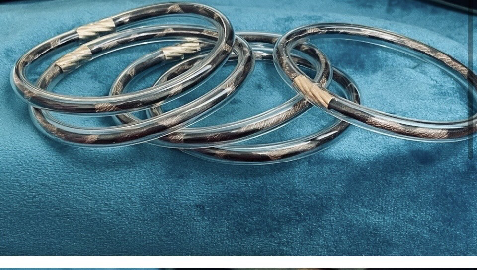 Clear Brown Gold Bangle Bracelet Set