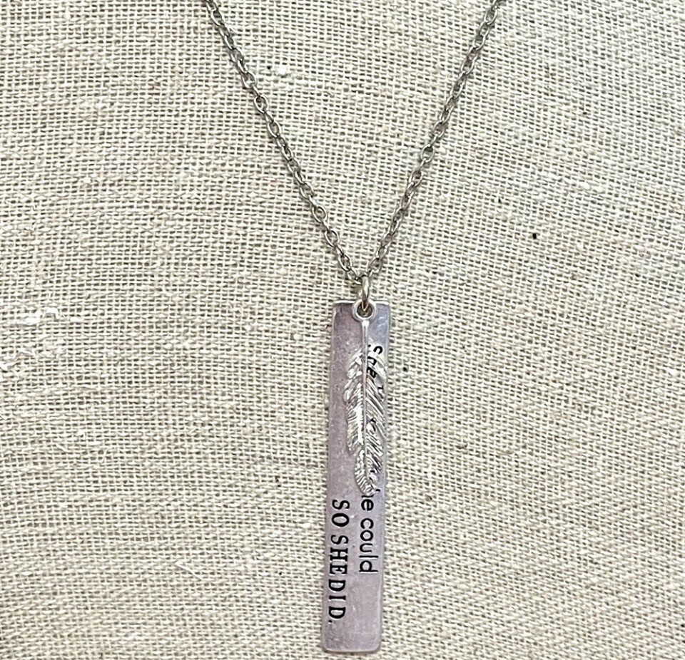 She Believed She Could So She Did Feather Necklace