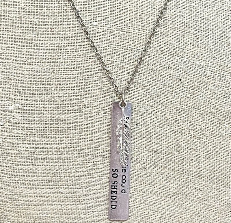 She Believed She Could So She Did Feather Necklace