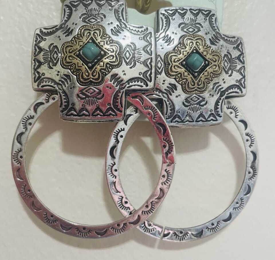 Bella Silver Turquoise Cross Earrings
