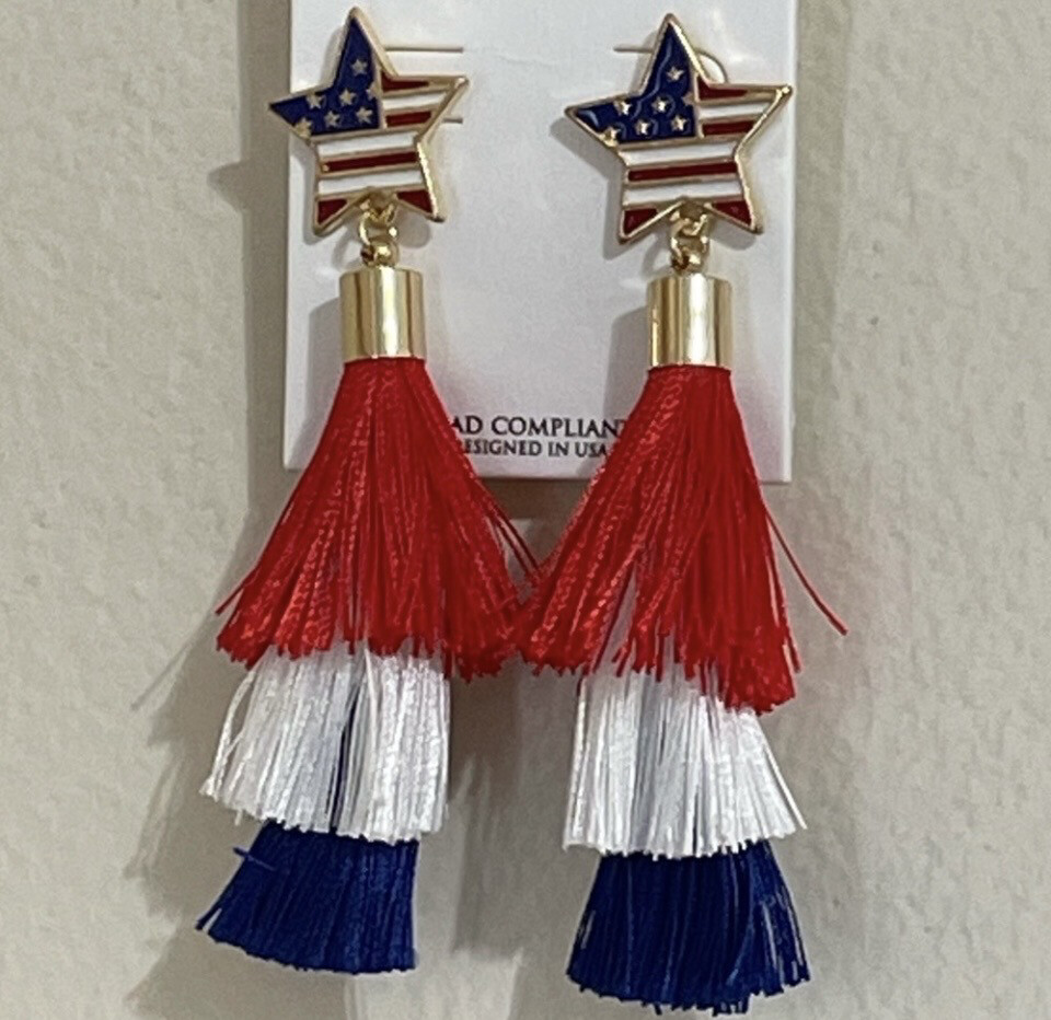 Patriotic Stars Stripes Earrings