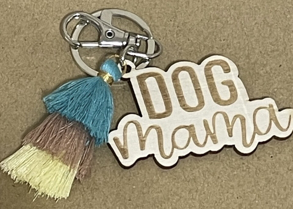 Wood Dog Mama Keychain