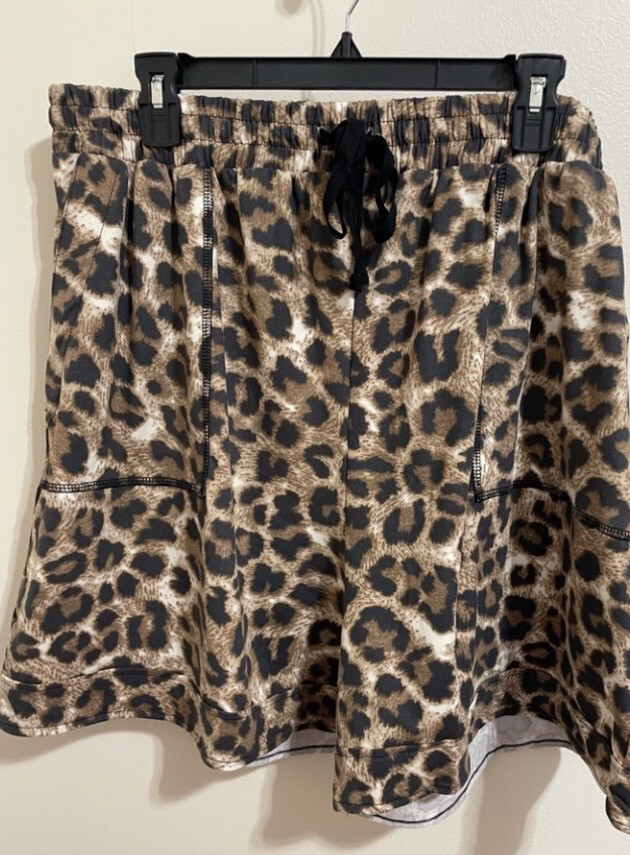 Leopard Print Drawstring Shorts Size 3X