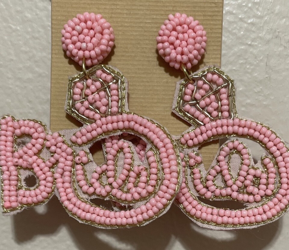 Bella Pink Beaded Bride Earrings