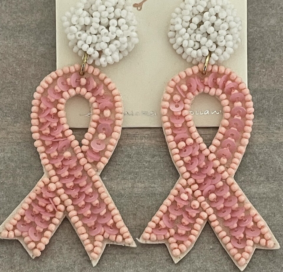 Ribbon of Hope Beaded Earrings