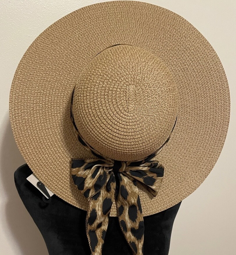 Julia Montego Tan Leopard Straw Hat