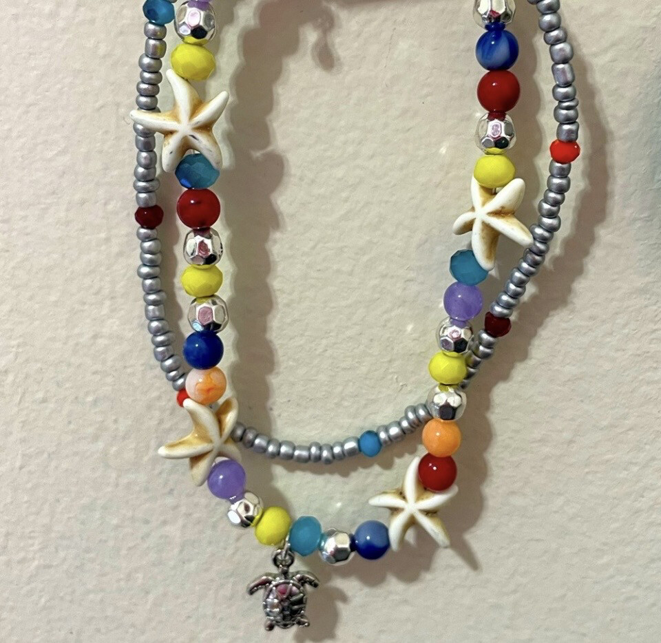 Beach Please Multicolor Beaded Anklet