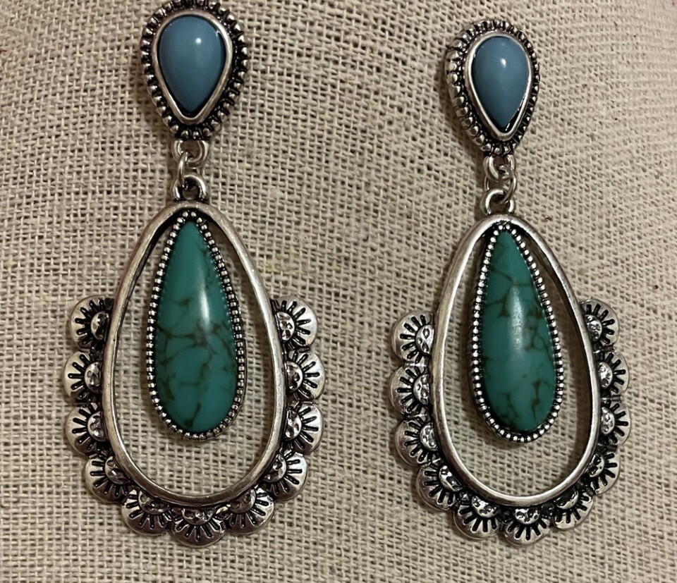 Bayview Silver Turquoise Earrings
