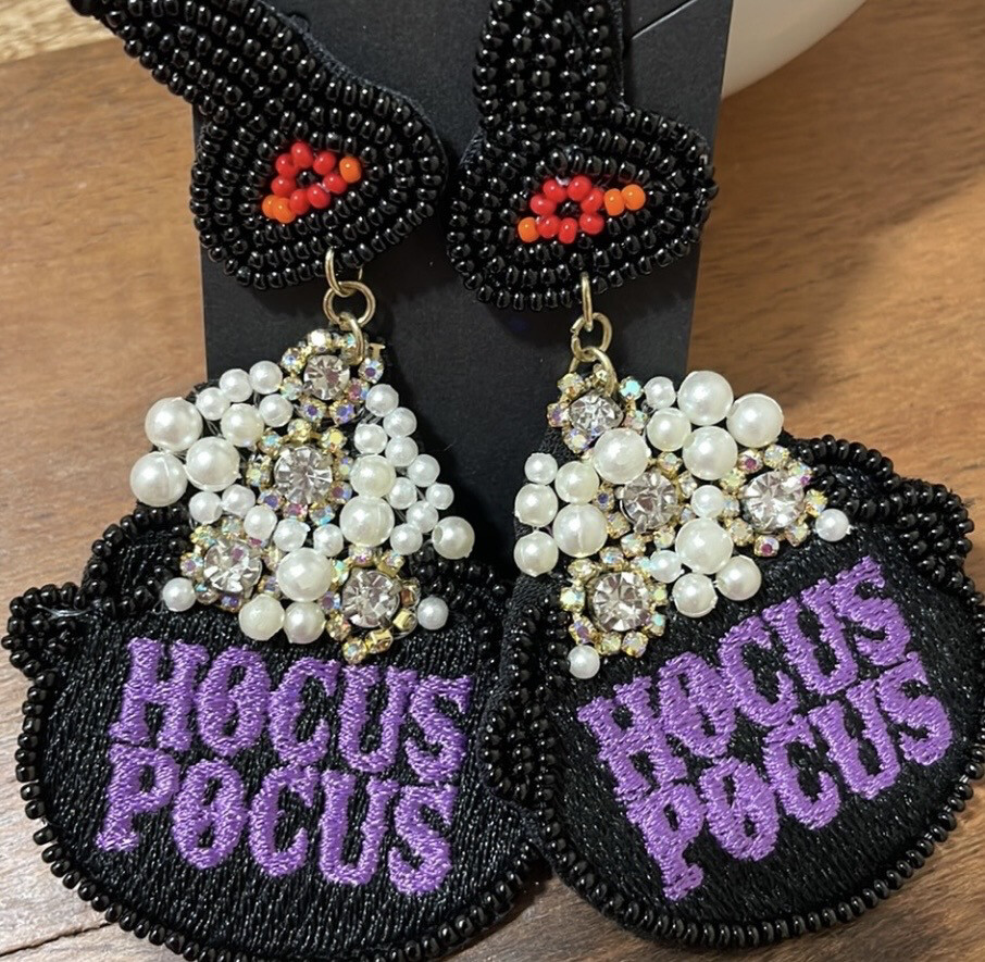 Hocus Pocus Beaded Halloween Earrings