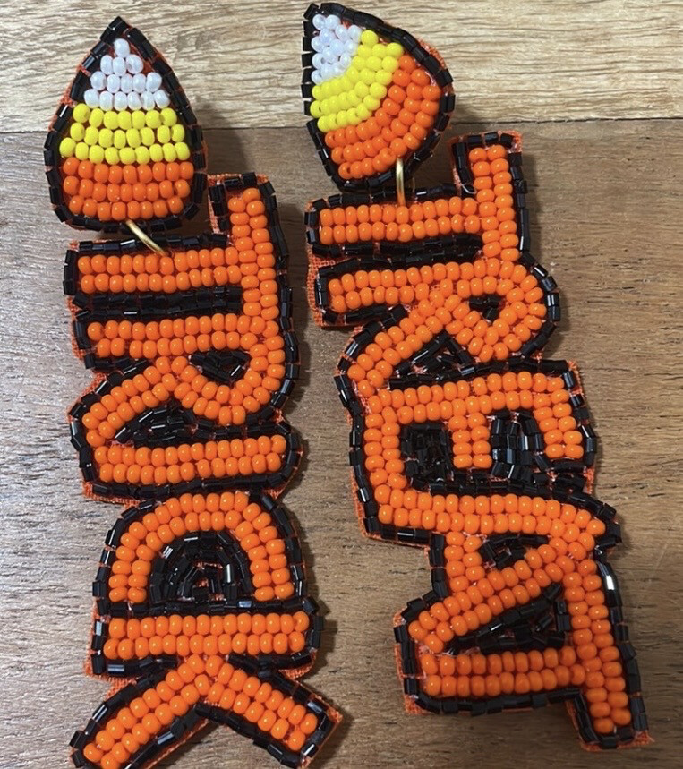 Halloween Multicolor Beaded Trick Treat Earrings