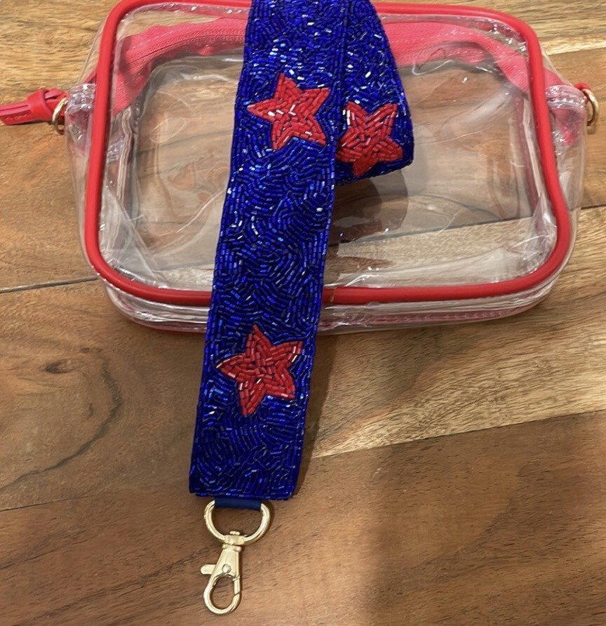 Blue Red Stars Beaded Purse Strap Ole Miss Game Days