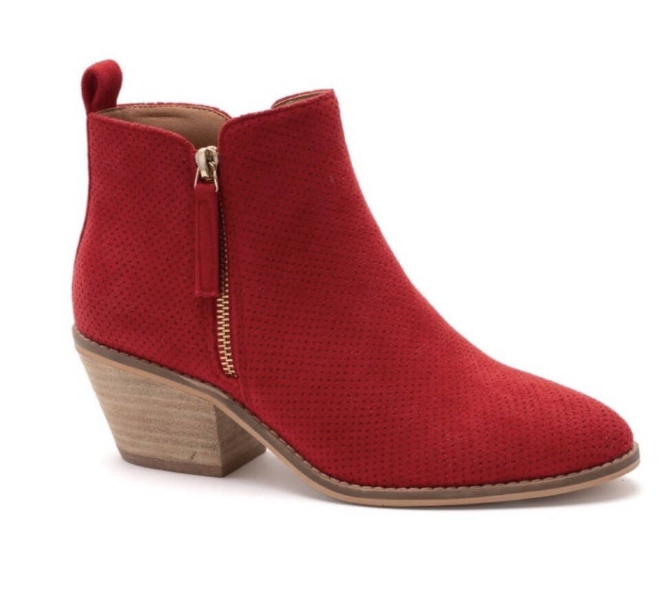 SALE! Corkys Red Suede Spooktacular Booties Boots