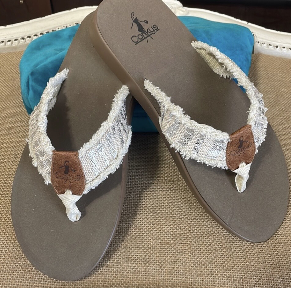 Corkys Skinny Dip Silver Zebra Flip Flops