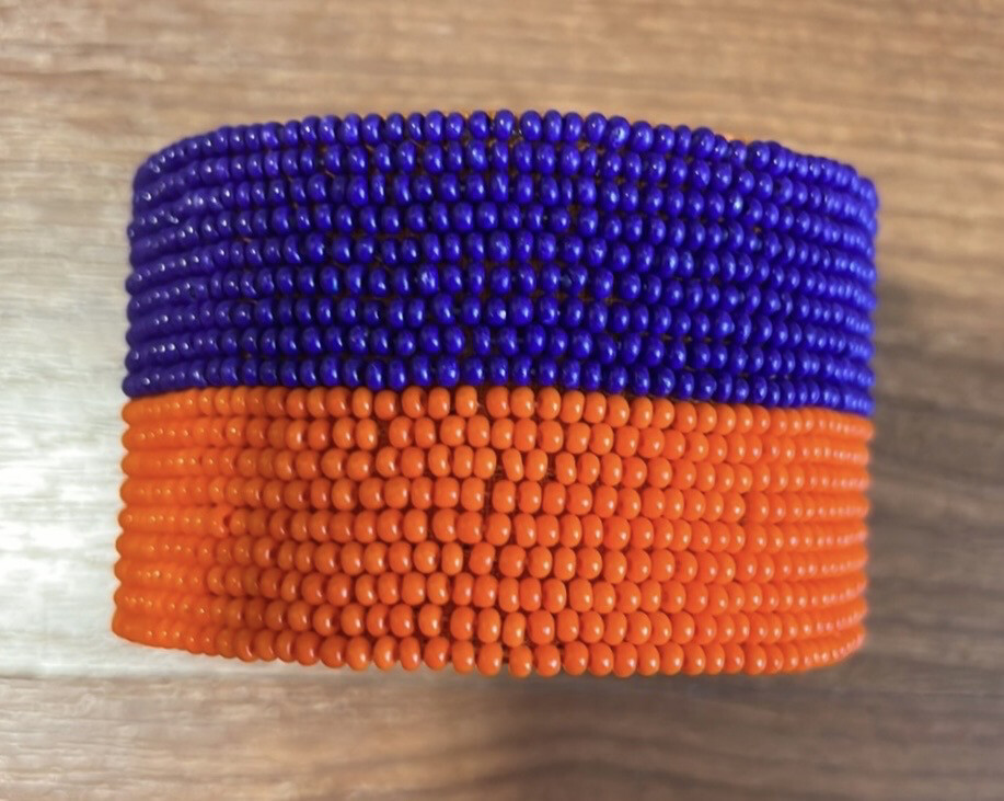 Purple Orange Beaded Cuff Bracelet Clemson Game Days