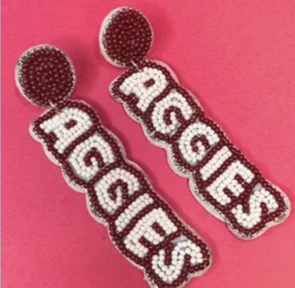 Texas A&M Beaded Aggies Earrings Game Day Jewelry