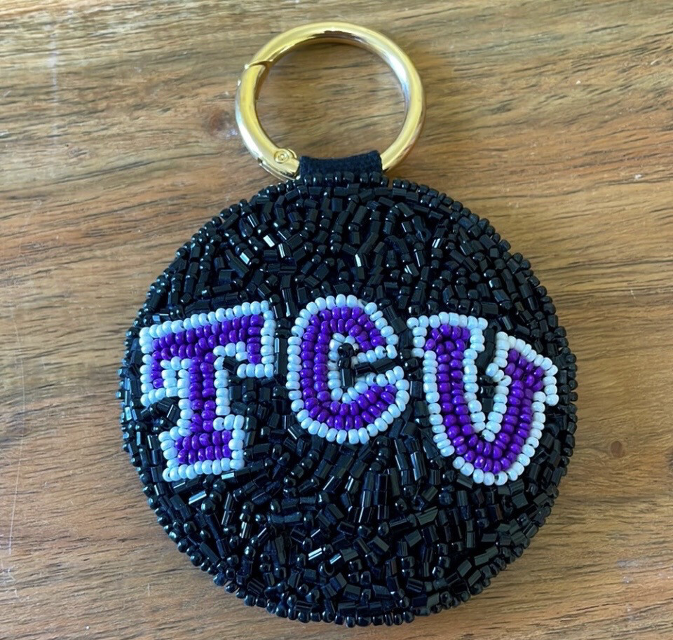 Texas Christian University TCU Beaded Keychain Game Day Gifts