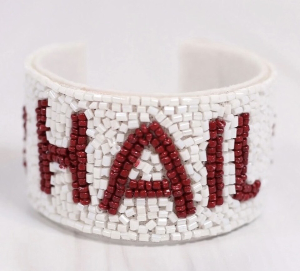 Mississippi State HAIL and Stars Beaded Cuff Bracelet MSU Game Days