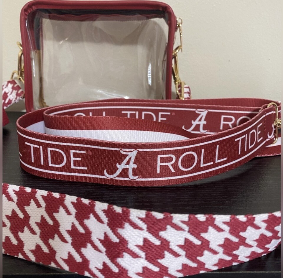 Crimson Clear Crossbody Purse with 3 Purse Straps Alabama Game Days