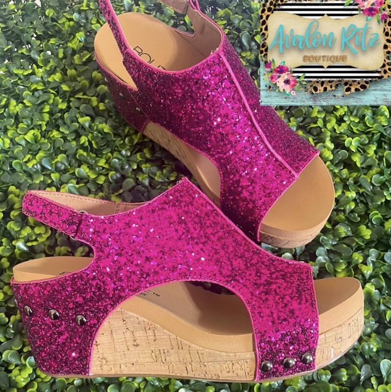 SALE! Corkys Carley Fuchsia Glitter Sandals
