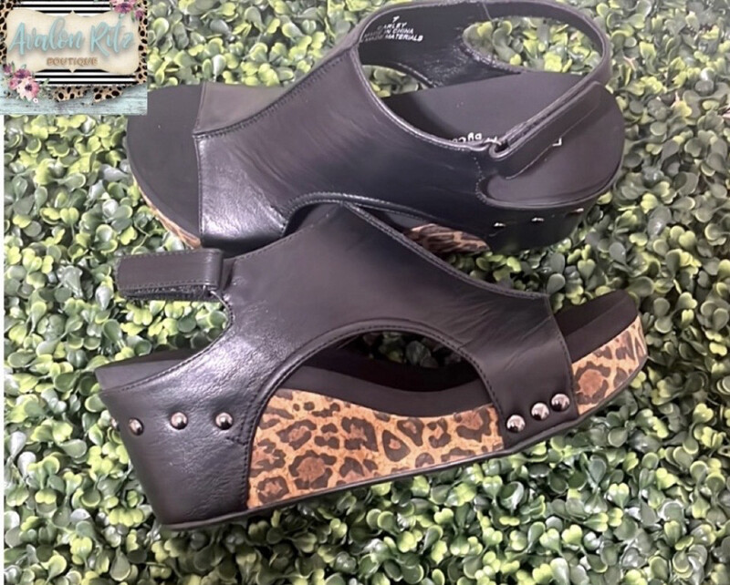 Corkys Carley Smooth Black Leopard Sandals