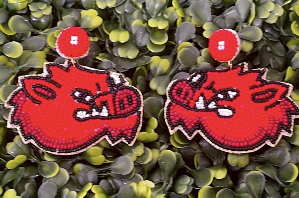 Razorback Beaded Earrings Arkansas Game Days