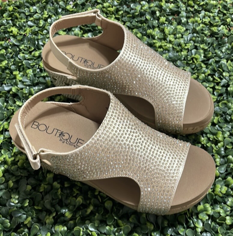Corkys Carley Champagne Crystal Sandals Wedding Party Bride