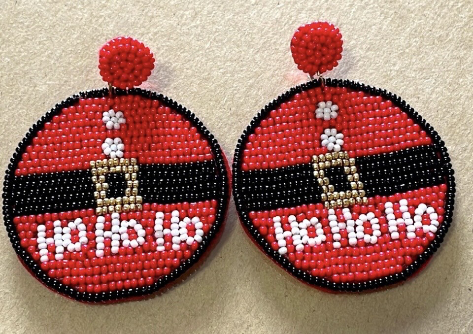 Christmas Santa HO HO HO Beaded Earrings