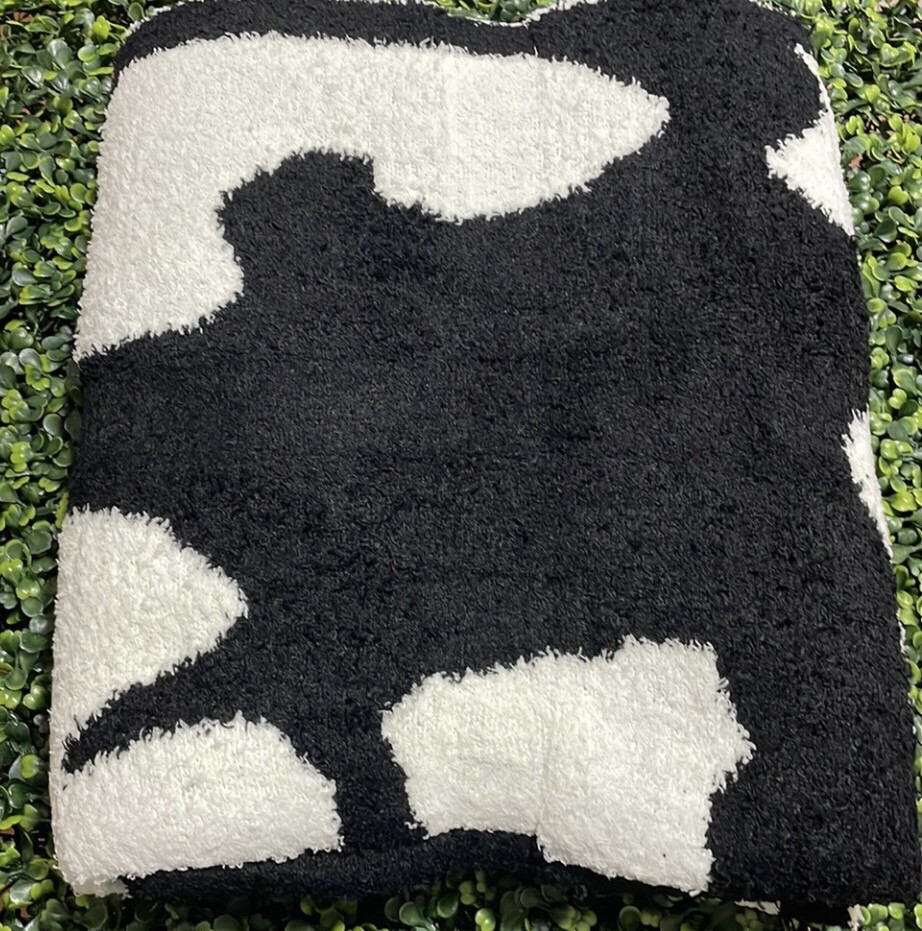 Large Black Cow Print Soft Blanket 50x60