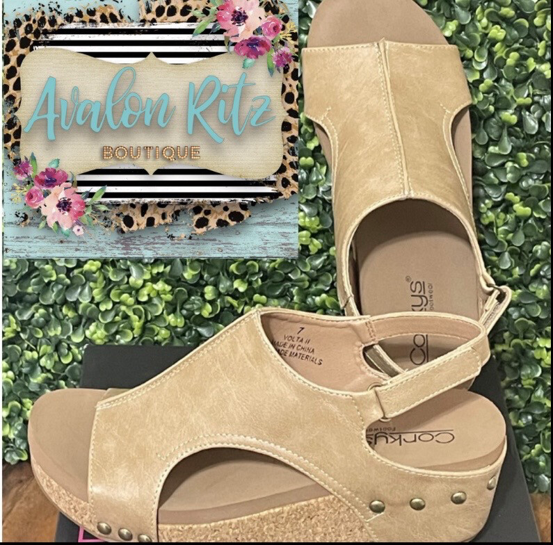 Corkys Volta II Taupe Smooth Sandals