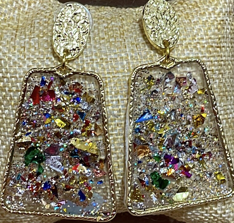 Confetti Gold Multicolor Dangle Earrings