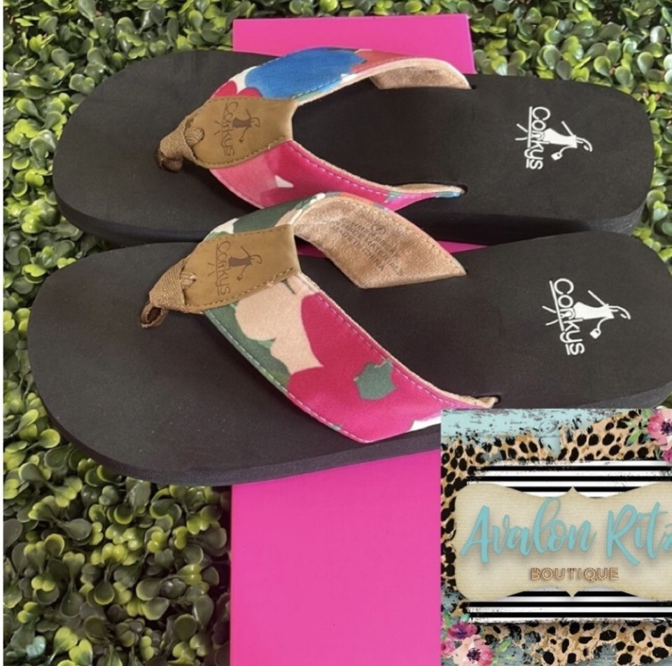 Corkys Summer Break Floral Flip Flops