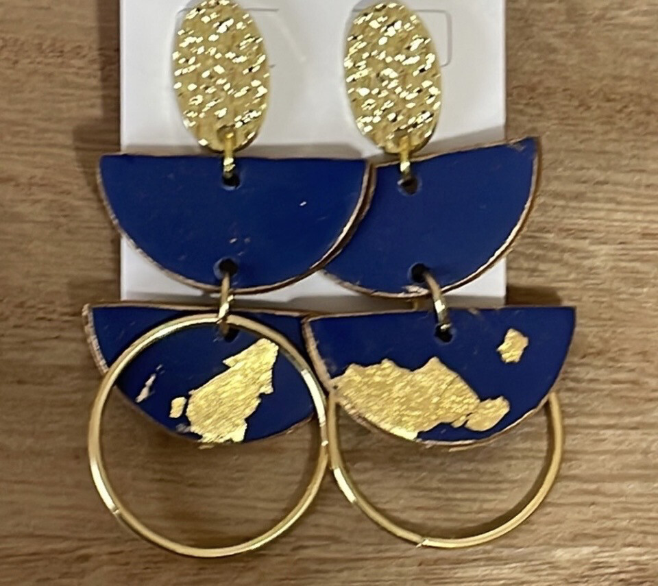 Elise Blue Gold Dangle Earrings Gifts