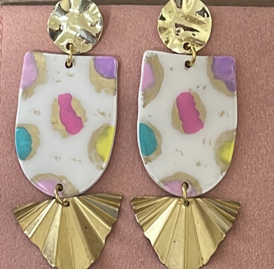 Mallorie Gold White Pastel Dangle Earrings Easter Gifts