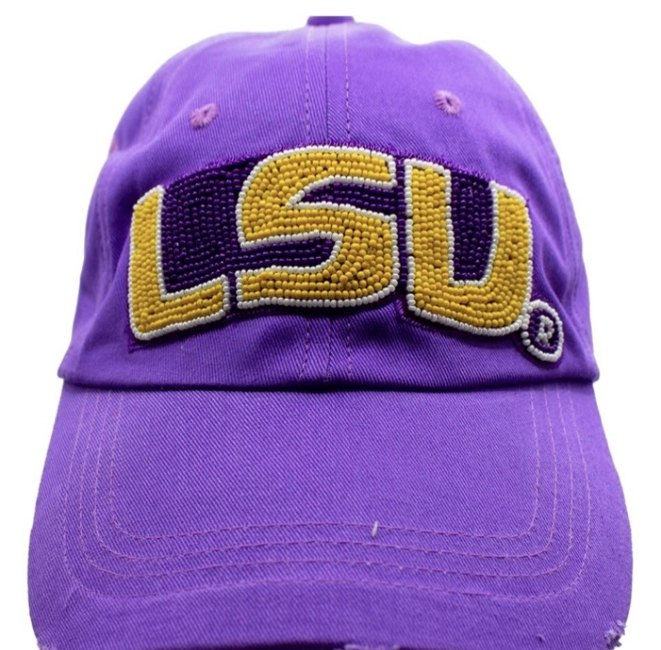 LSU Beaded Ball Cap Men's Women's Game Day