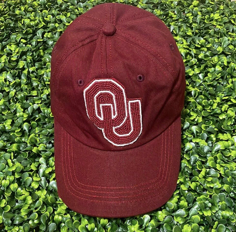 University of Oklahoma Boomer Sooner Beaded Ball Cap Hat Game Day