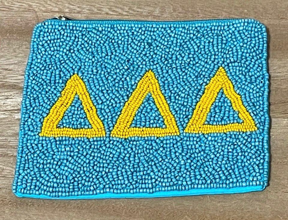 Tri Delta Beaded Pouch Case Sorority Game Day Gift