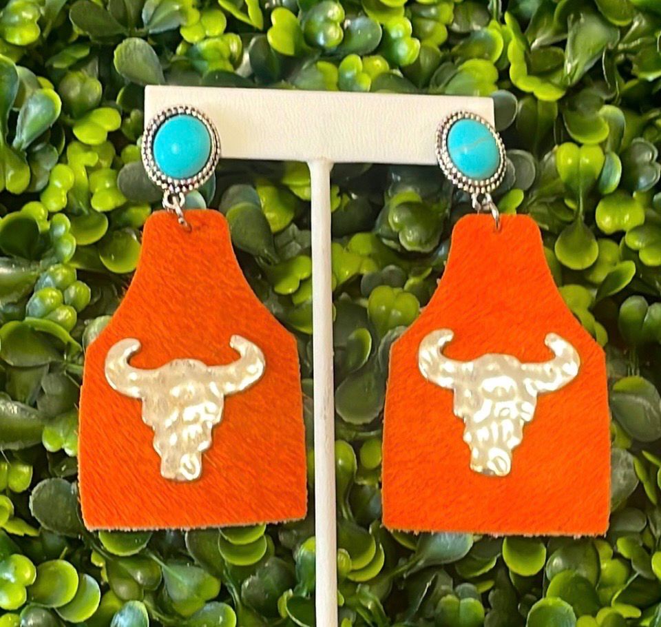 Orange Turquoise Dangle Earrings Texas Longhorns