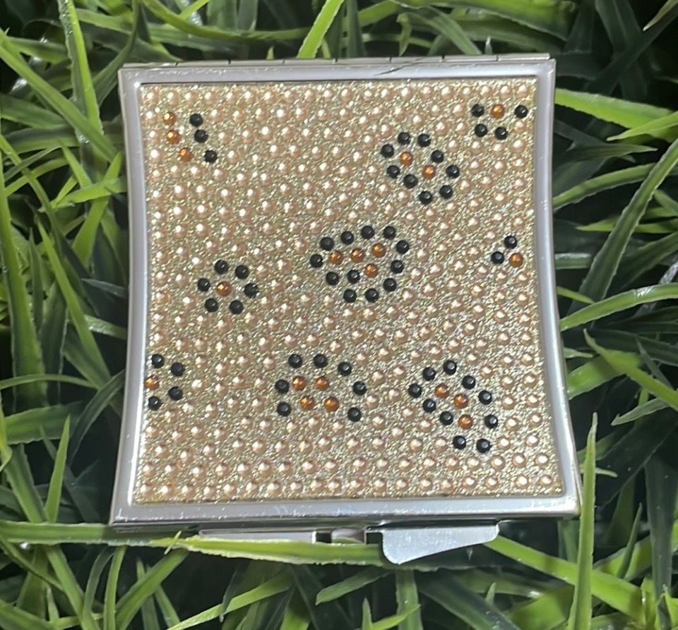 Jacie Rhinestone Leopard Compact Makeup Mirror