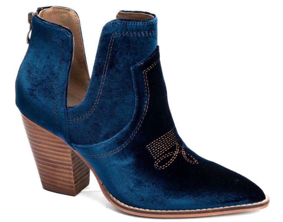 Corkys Teal Velvet Smoke Show Boots SALE