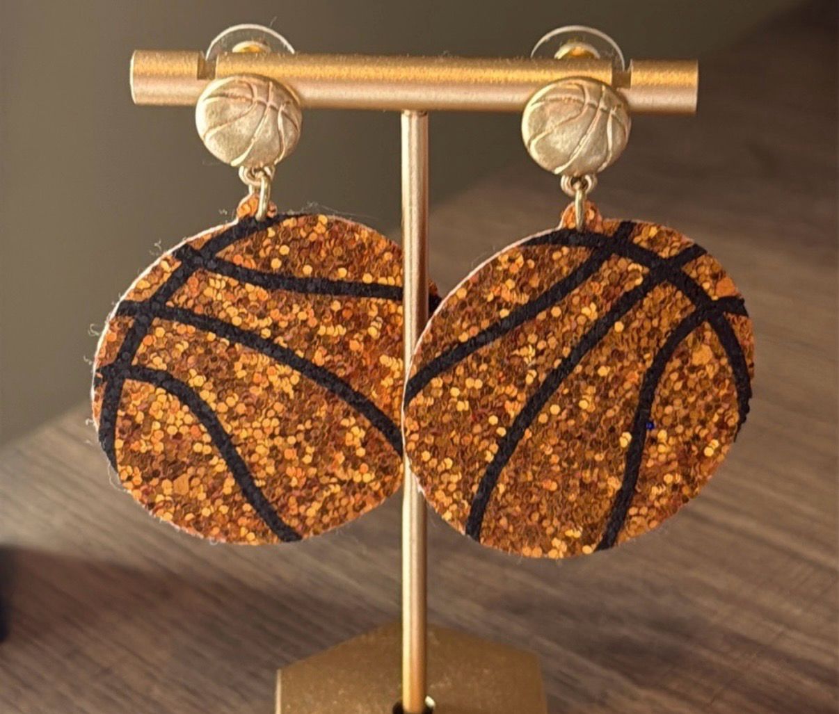 Basketball Ball Time Glitter Earrings