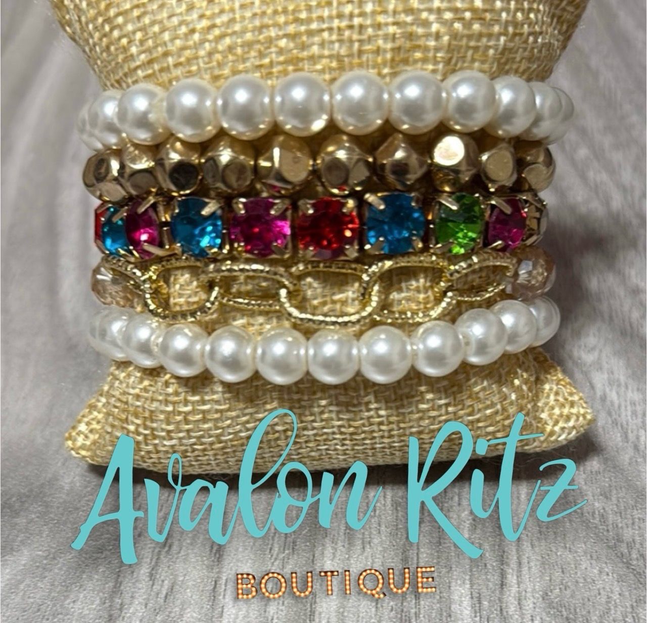 NEW Elegant Gold and Multicolor Beaded Bracelet Stack