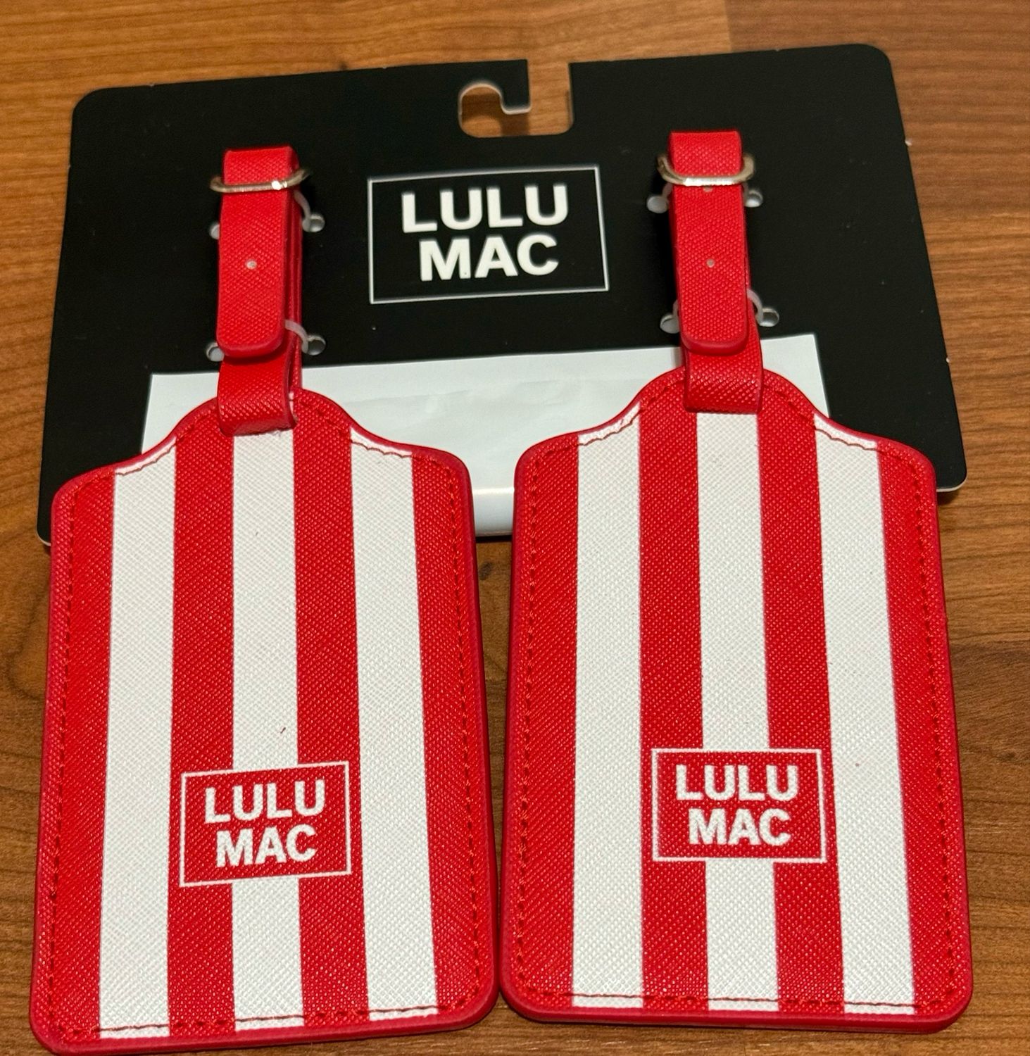 LULU MAC Red White Stripe Luggage Tags Set of 2